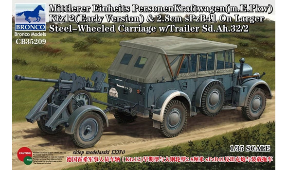 Kfz12 (Early Version) & 2.8cm sPzB41 On Larger Steel-Wheeled Carriage