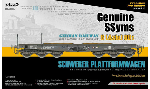 Genuine SSyms - German Railway SCHWERER PLATTFORMWAGEN 6-Axle 80ton