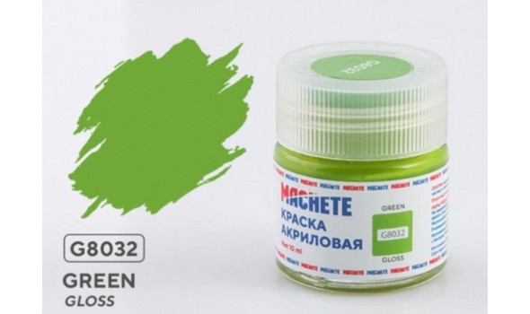 Краска акриловая 10 мл, Зелёный, глянцевый